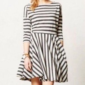 Anthropologie Puella Midday grey and white skater dress